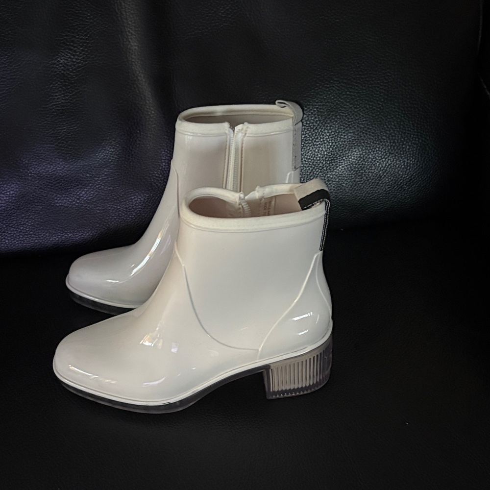 Kate Spade Glossy White Ankle Boots